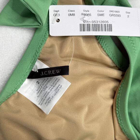 J Crew One Shoulder Swimsuit Womens Size 2 Green Bow Tie Asymmetrical NEW - Picture 3 of 3
